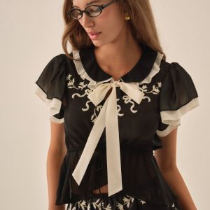 Emmie Chiffon Top — Black