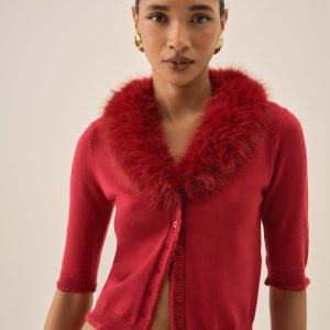Maura Knit Cardigan — Red