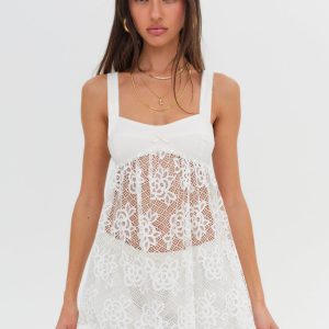 Sonnet Lace Babydoll Set — White