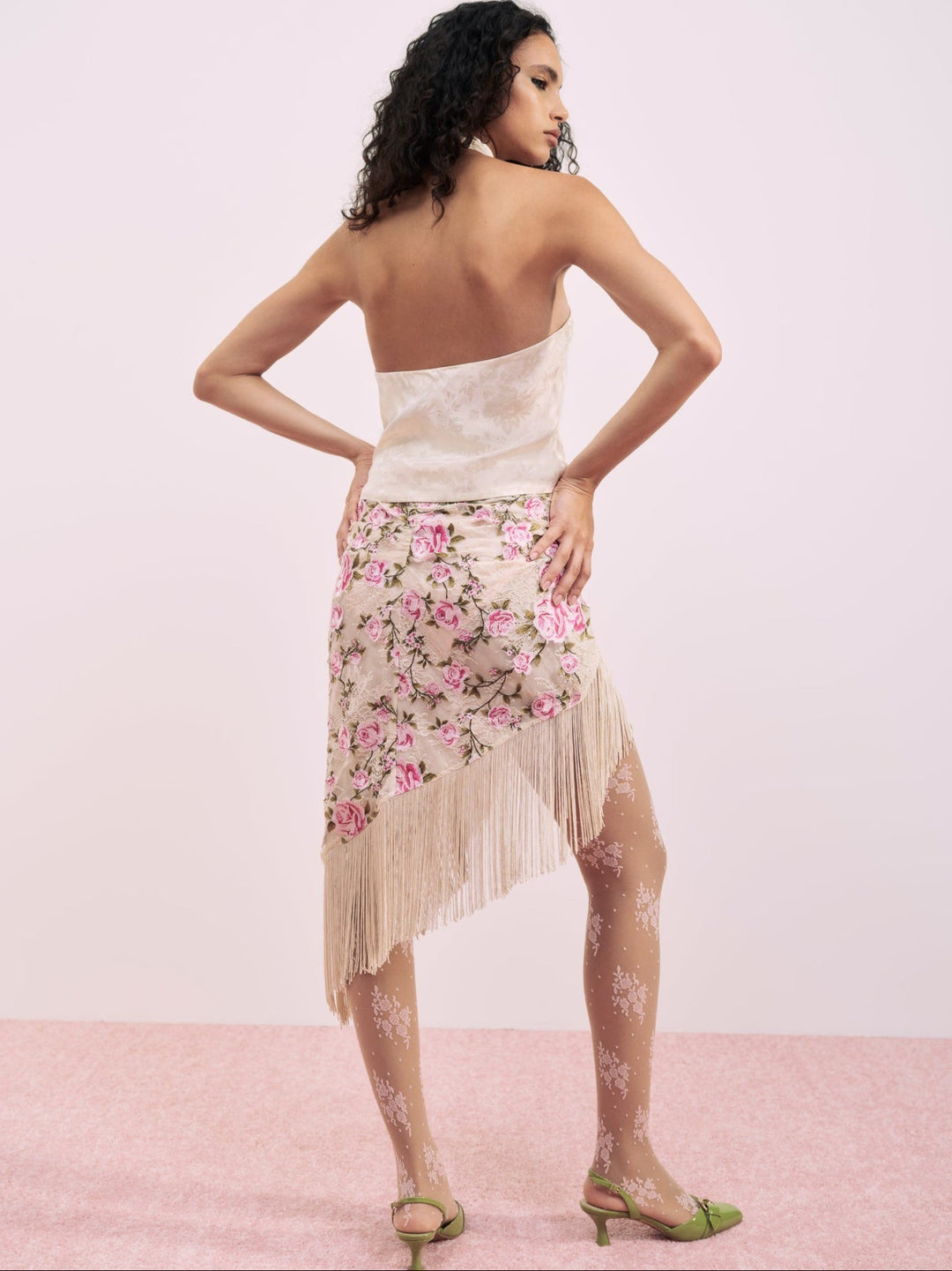Esme Silk Jacquard Top — Pink - Image 2