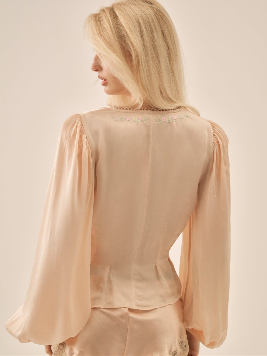 Betsy Bow Blouse — Pale Peach - Image 3