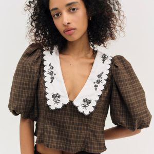 University Plaid Top — Brown