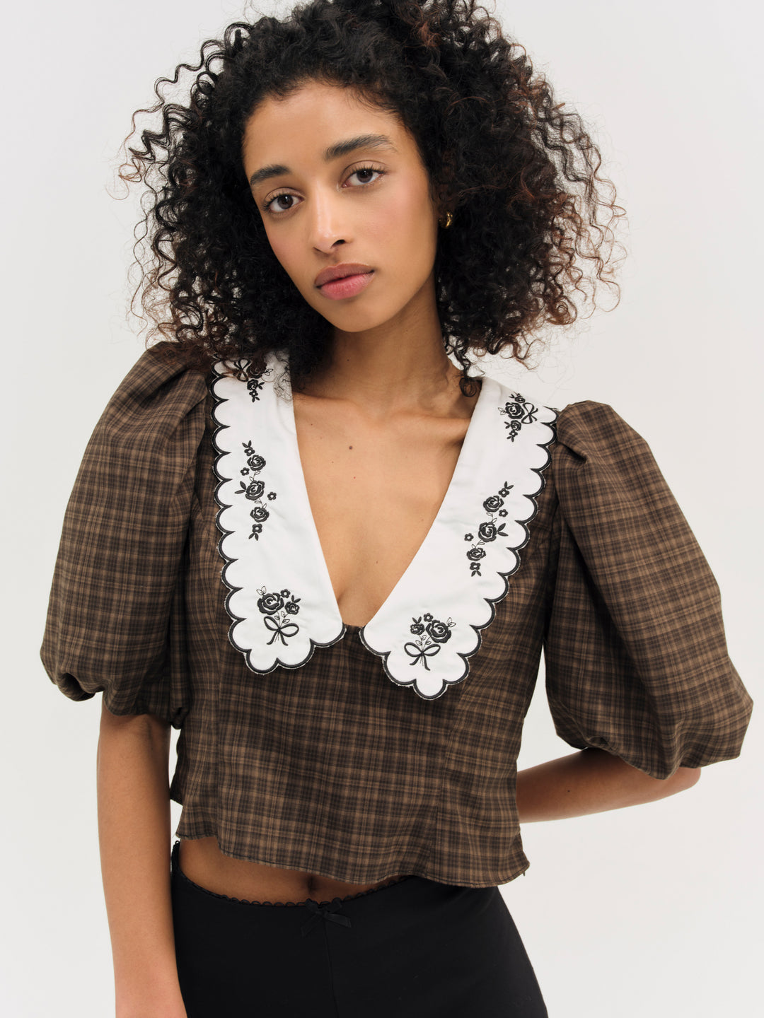 University Plaid Top — Brown
