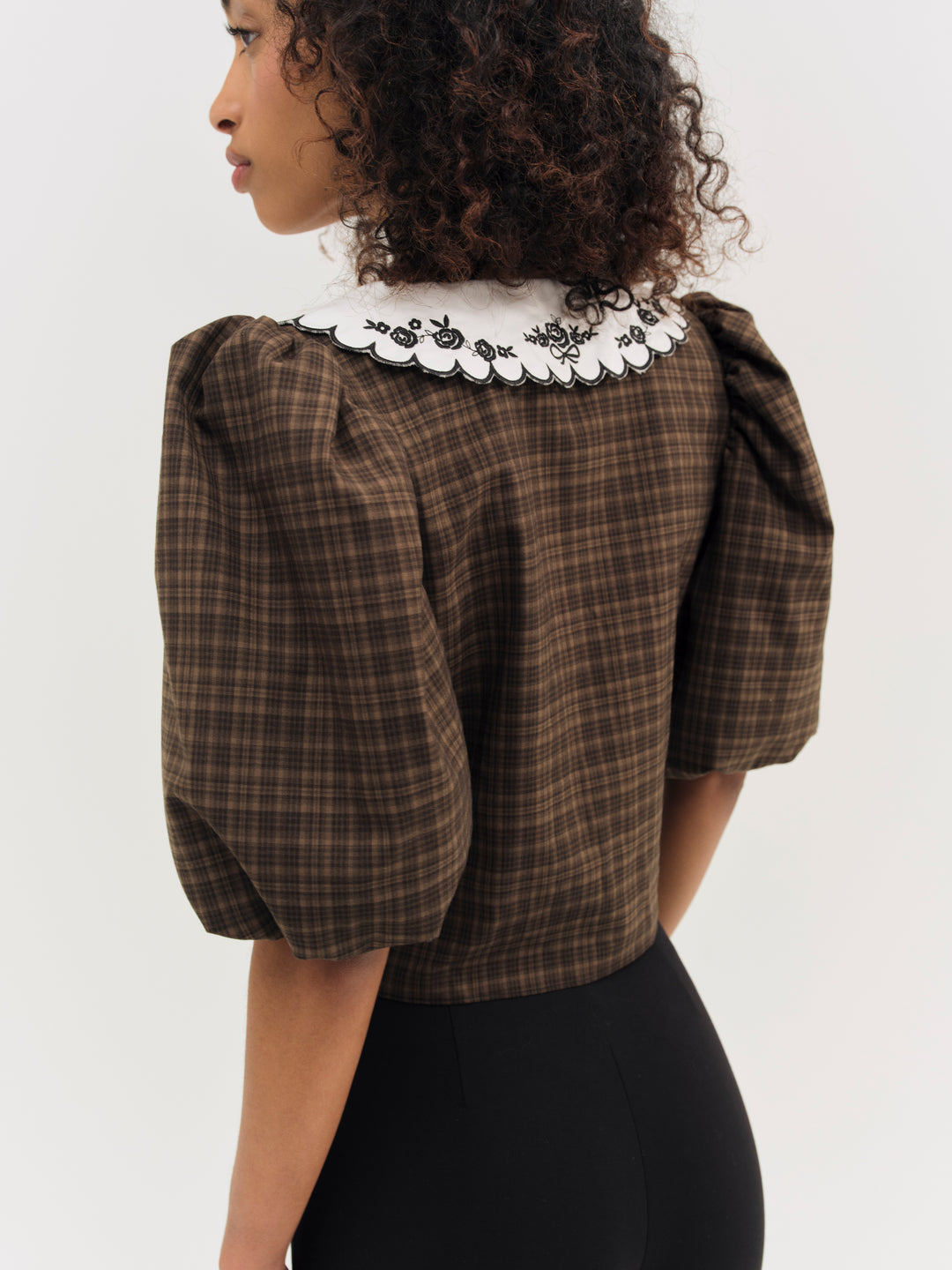 University Plaid Top — Brown - Image 2