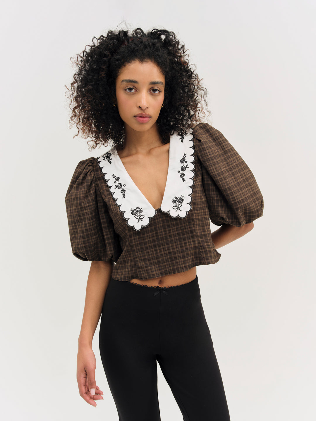 University Plaid Top — Brown - Image 4