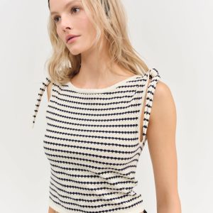 Regatta Stripe Knit Top — Cream