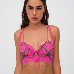 Tulip Rhinestone Bralette — Pink