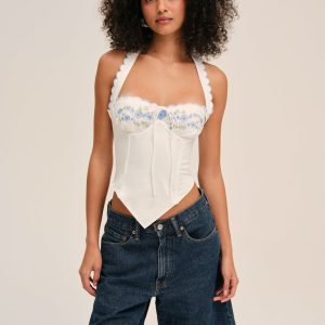 Tea Time Poplin Bustier — White
