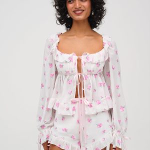 Fiona Floral Top — White