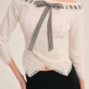 Rosie Ribbon Top — White