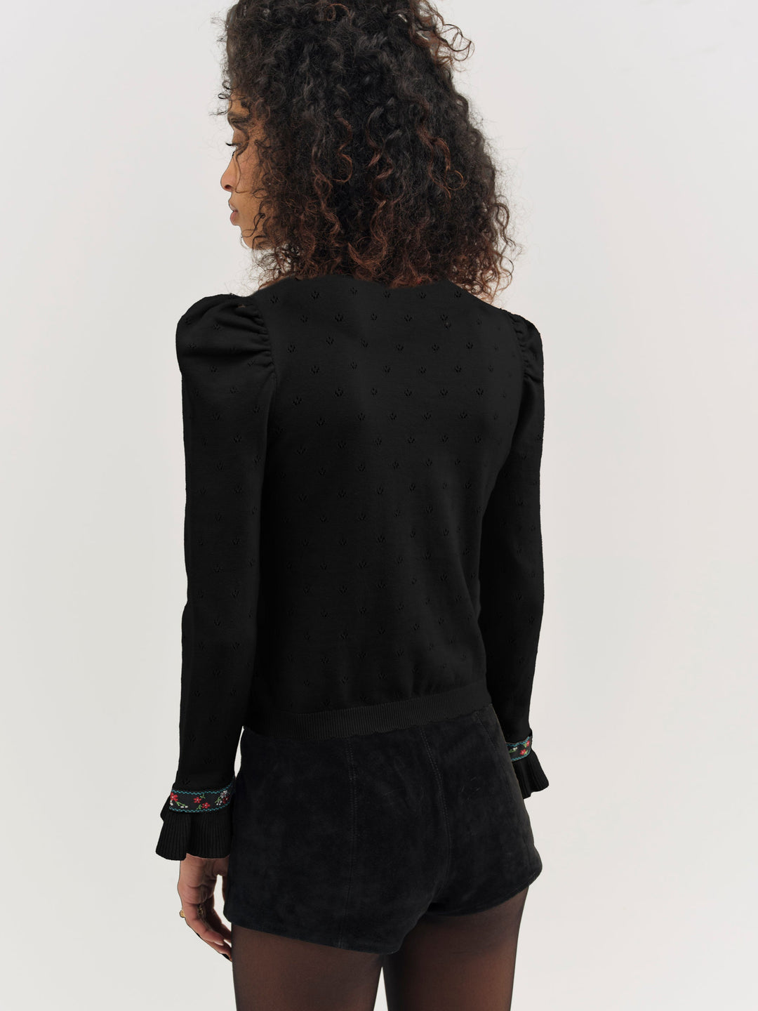 Naomi Knit Long Sleeve Top — Black - Image 2