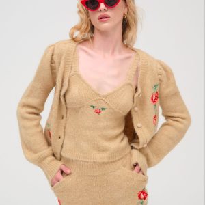 Grans Beaded Knit Short — Tan