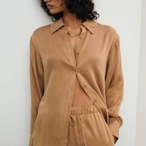 Clarabell Button Down Shirt — CAMEL