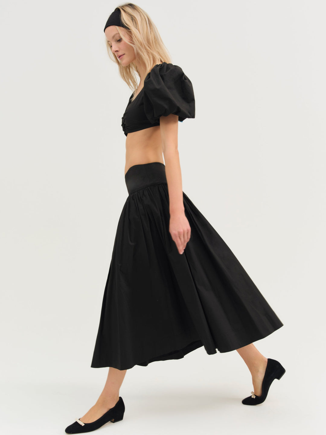 Helena Crop Poplin Top — Black - Image 3
