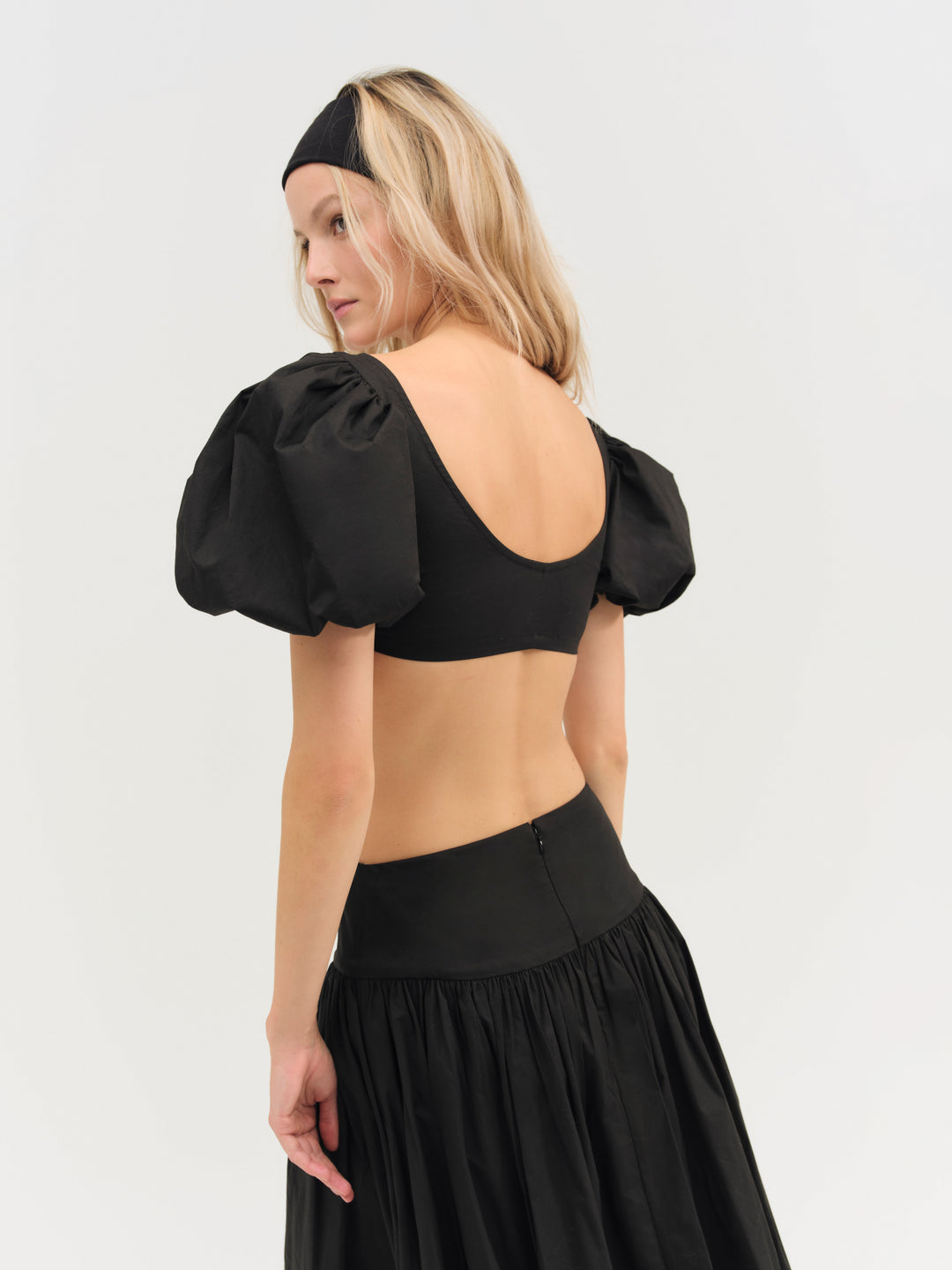 Helena Crop Poplin Top — Black - Image 4