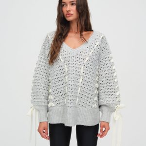 Liberty V Neck Sweater — Grey
