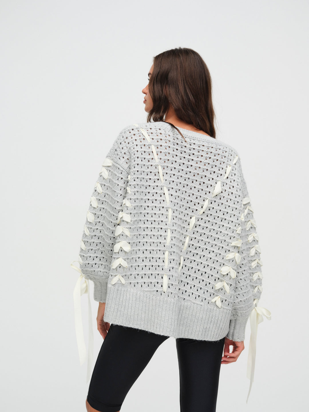 Liberty V Neck Sweater — Grey - Image 3