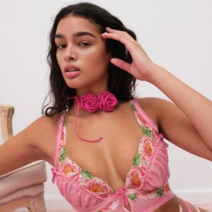 Needle Point Roses Bustier — Pink