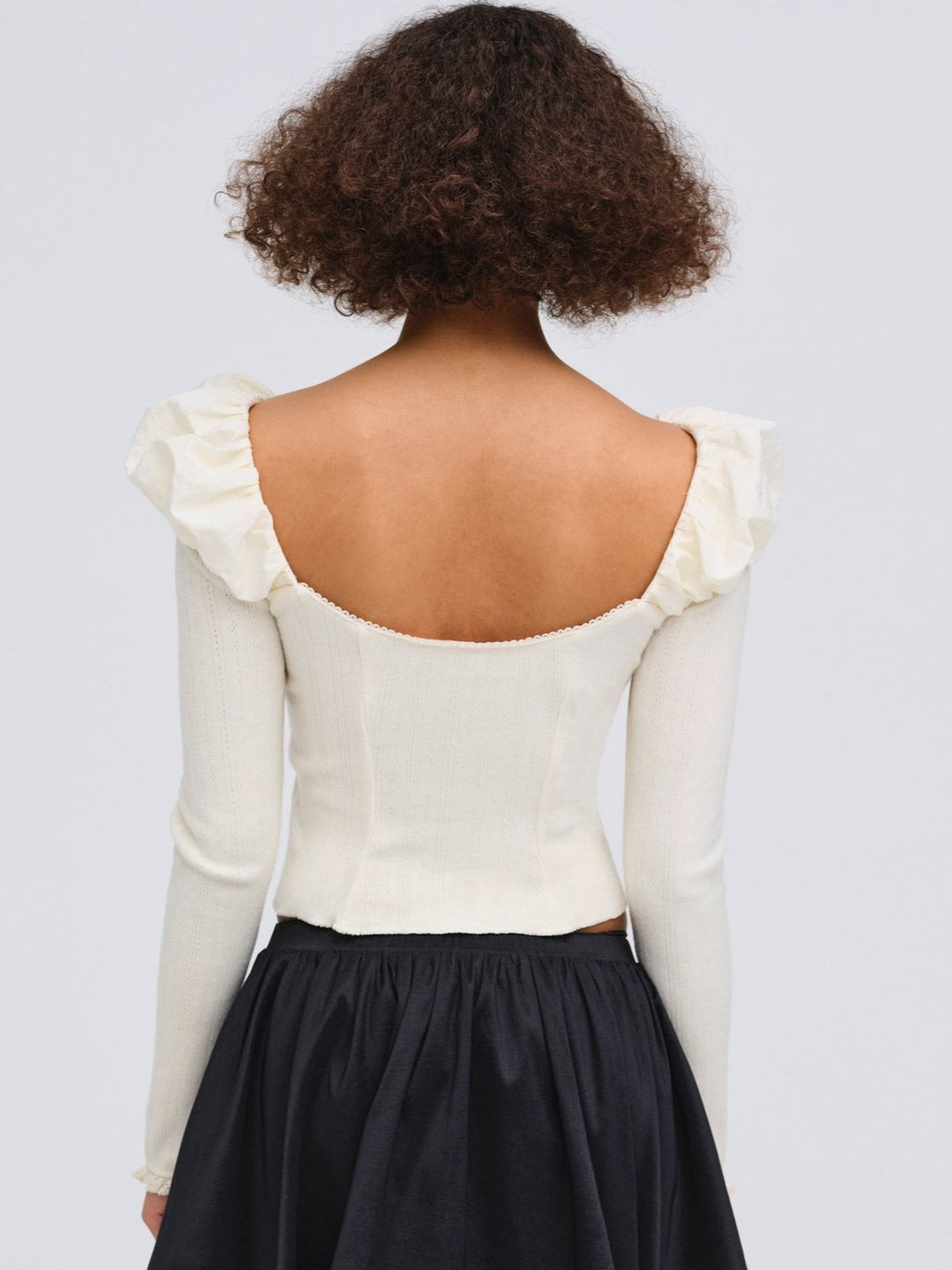 Aliyah Pointelle Top — Cream - Image 2