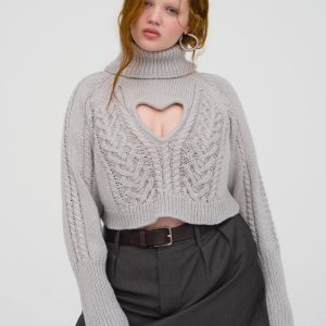 Vera Cropped Cut Out Sweater — Grey