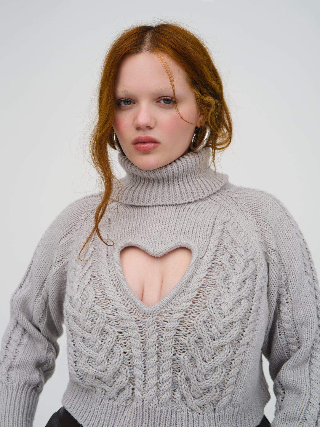 Vera Cropped Cut Out Sweater — Grey - Image 2