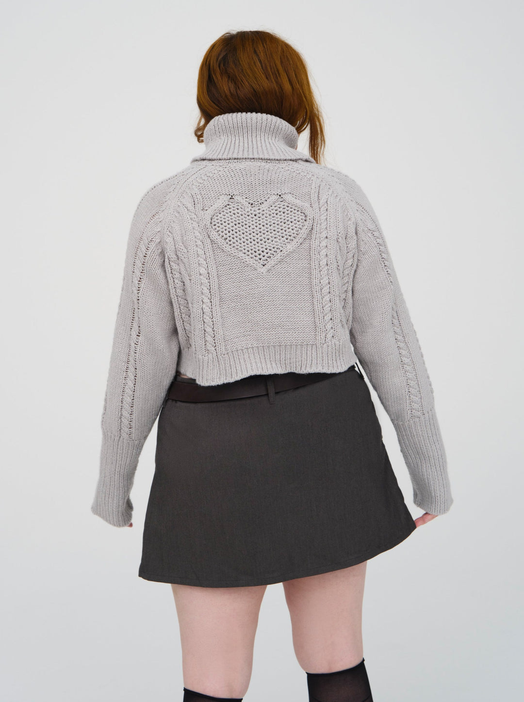 Vera Cropped Cut Out Sweater — Grey - Image 3
