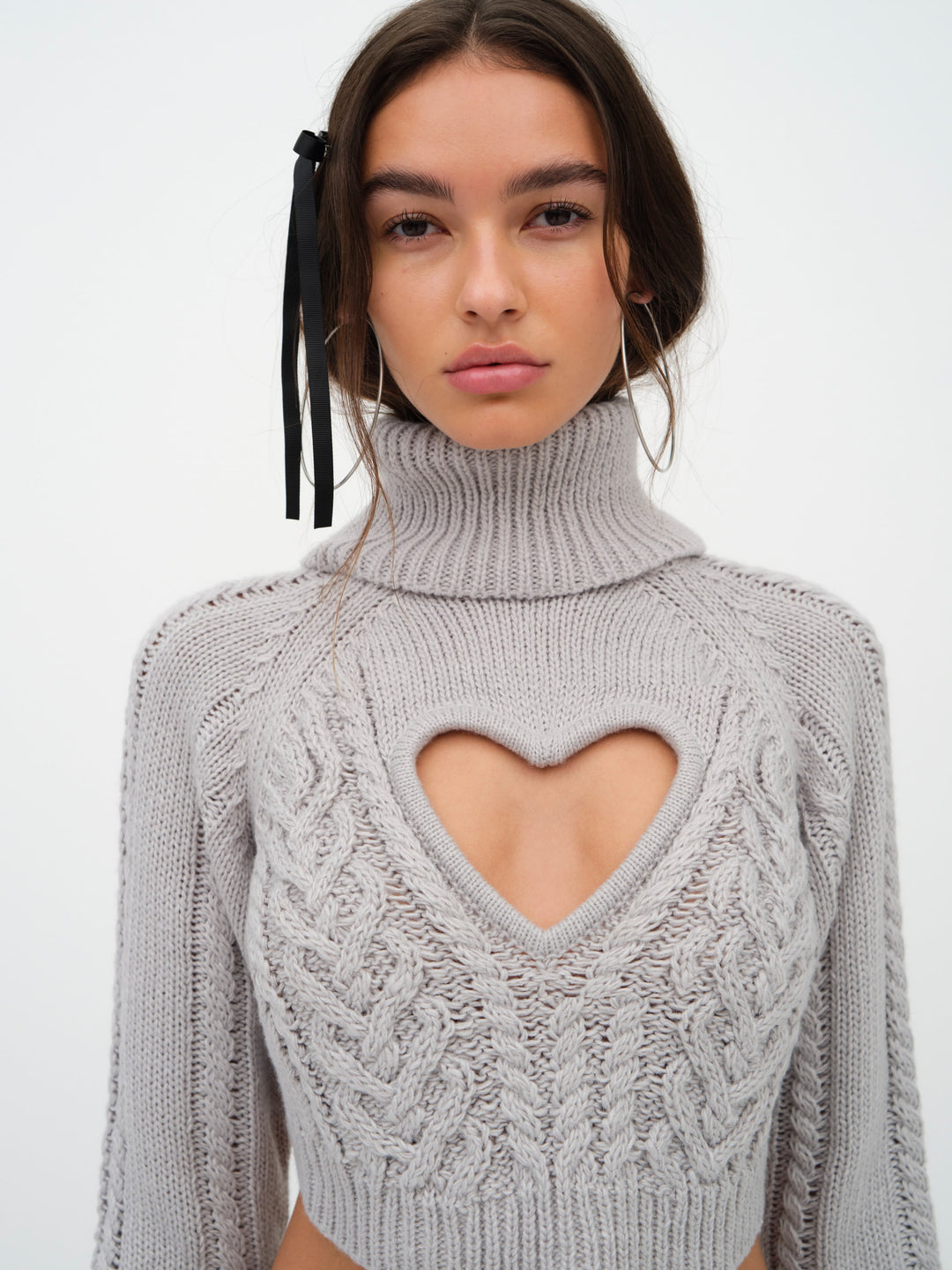 Vera Cropped Cut Out Sweater — Grey - Image 5