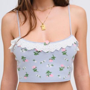 Amalia Knit Crop Top — Blue