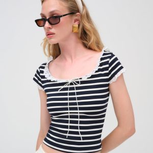 Suzette Stripe Top — Black