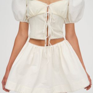 Billie Pointelle Top — Cream