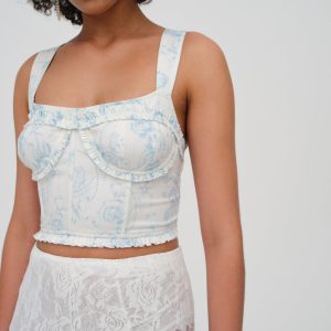 Chantal Denim Corset Top — Blue