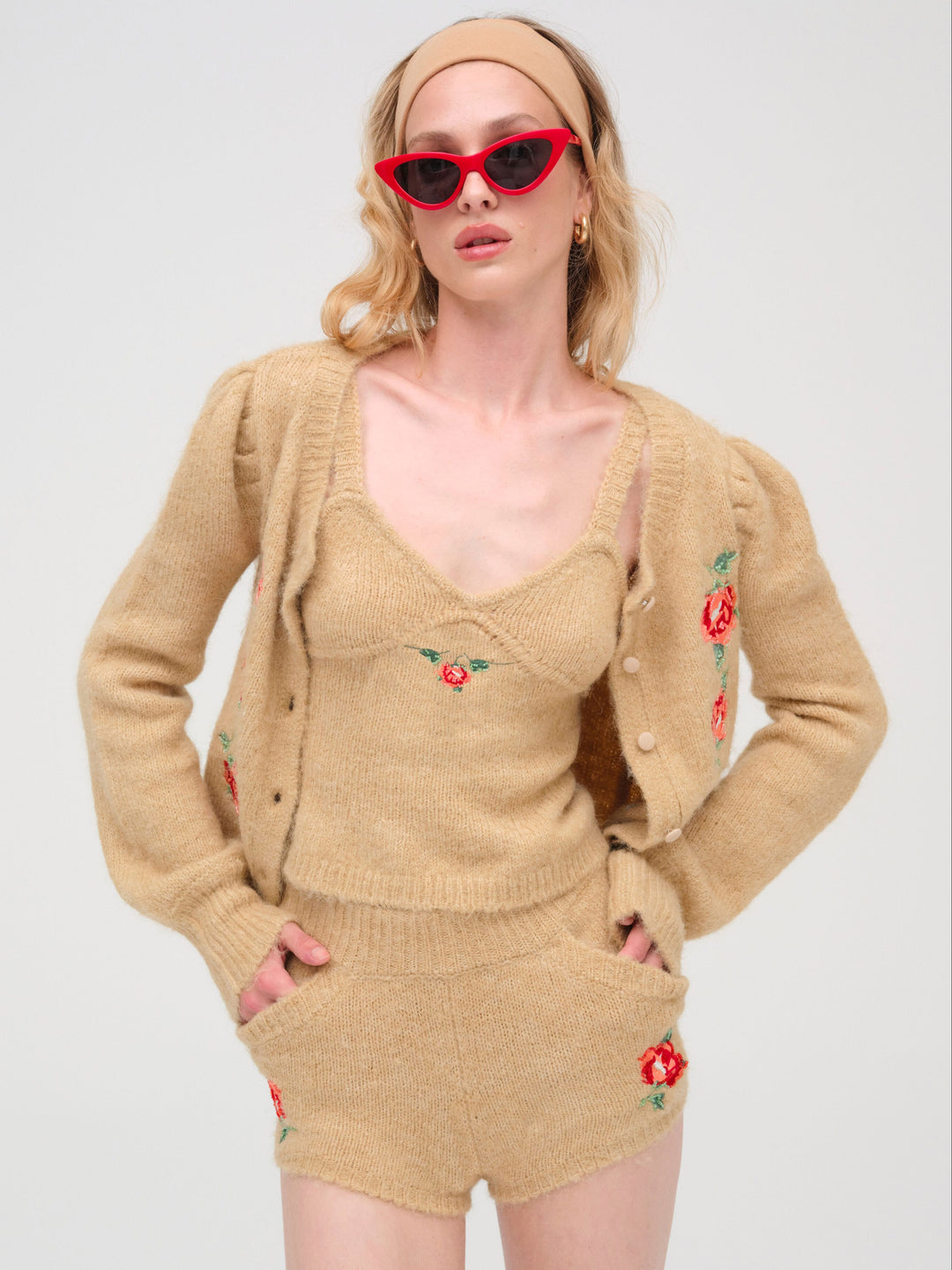 Grans Beaded Knit Tank — Tan - Image 2