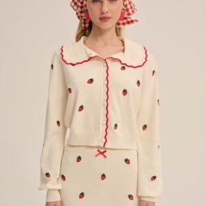 Strawberry Jam Cardigan — Cream