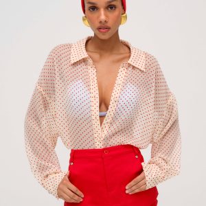 Love Dot Button-Up Top — Cream