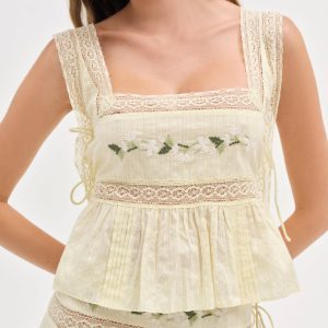 Jolene Embroidered Top — Yellow