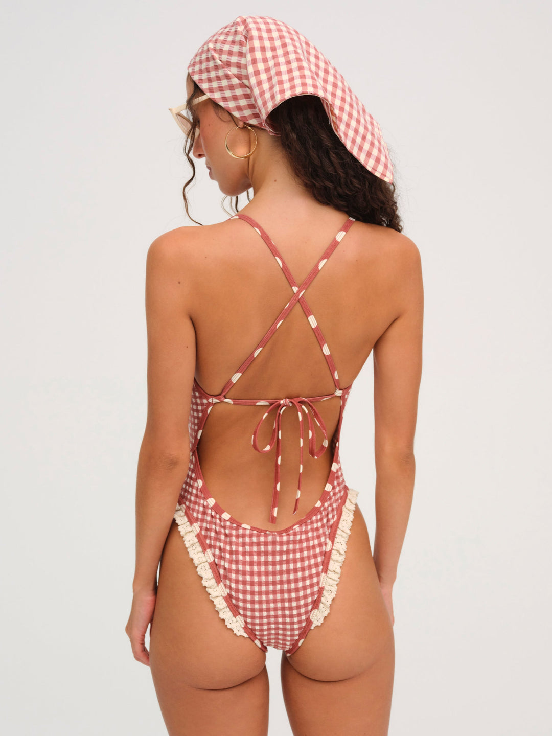 Strappy One Piece Swimsuit — Red - Image 2