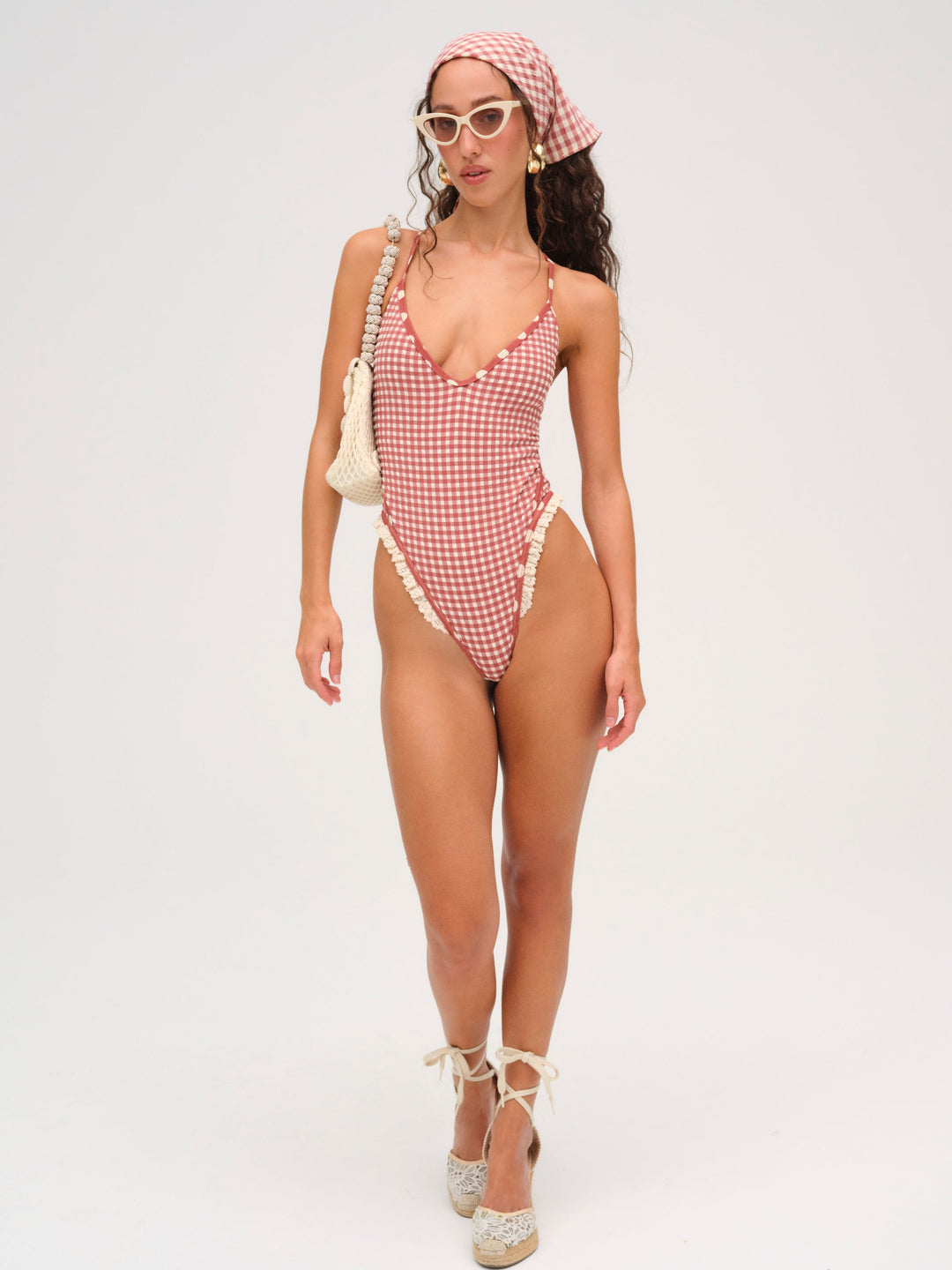 Strappy One Piece Swimsuit — Red - Image 4