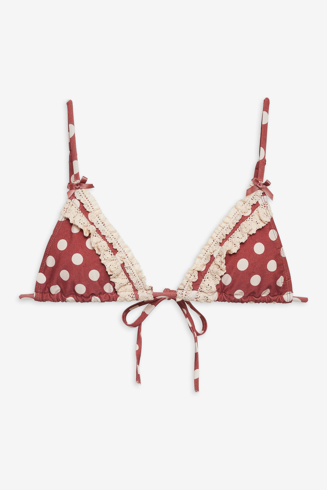 Dolly Dot Triangle Bikini Top — Red - Image 5