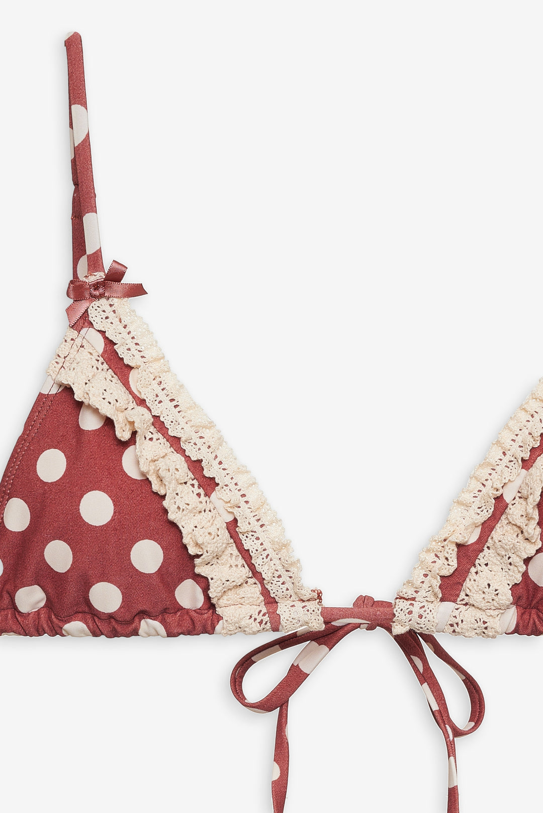 Dolly Dot Triangle Bikini Top — Red - Image 6