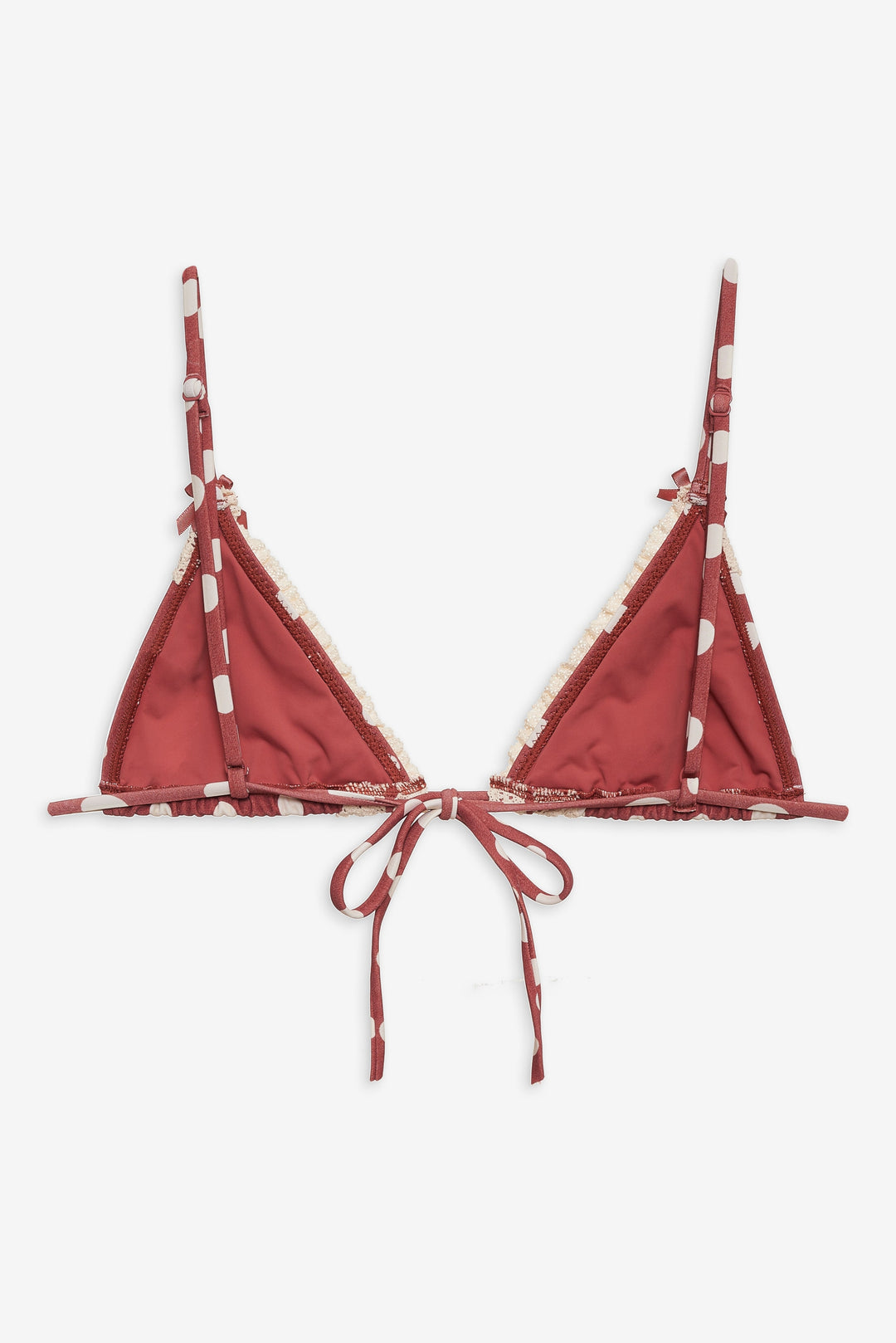 Dolly Dot Triangle Bikini Top — Red - Image 7