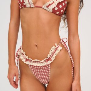 Gingham Bikini Bottom — Red