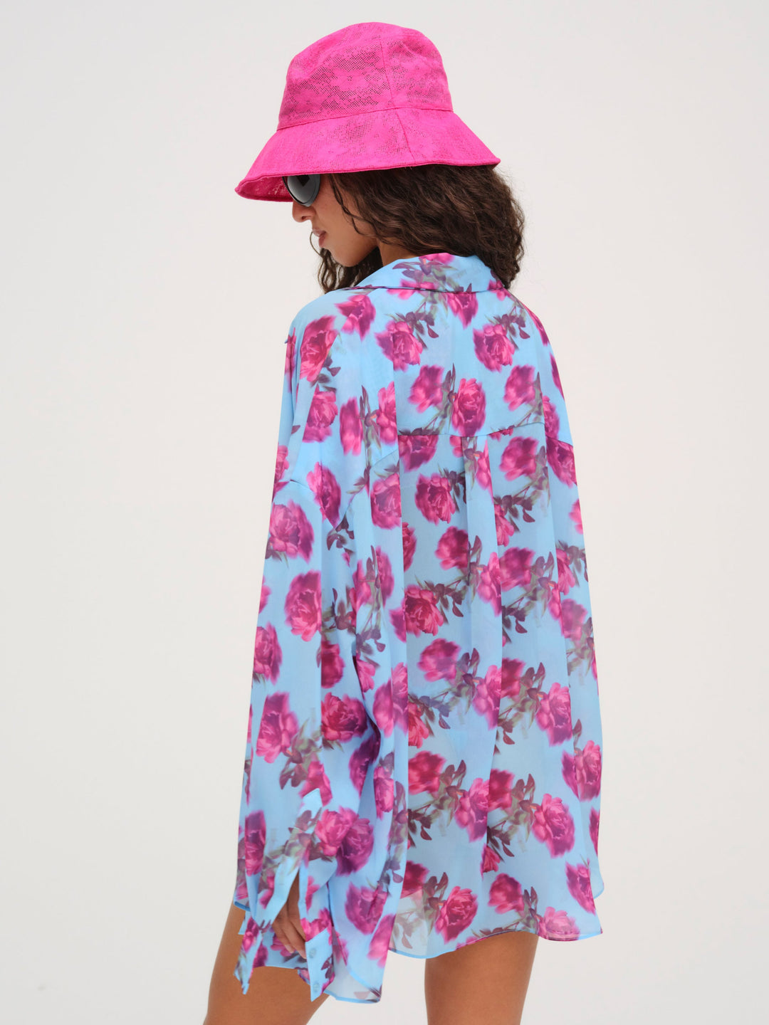 Floral Stems Button-Down Top — Blue - Image 2