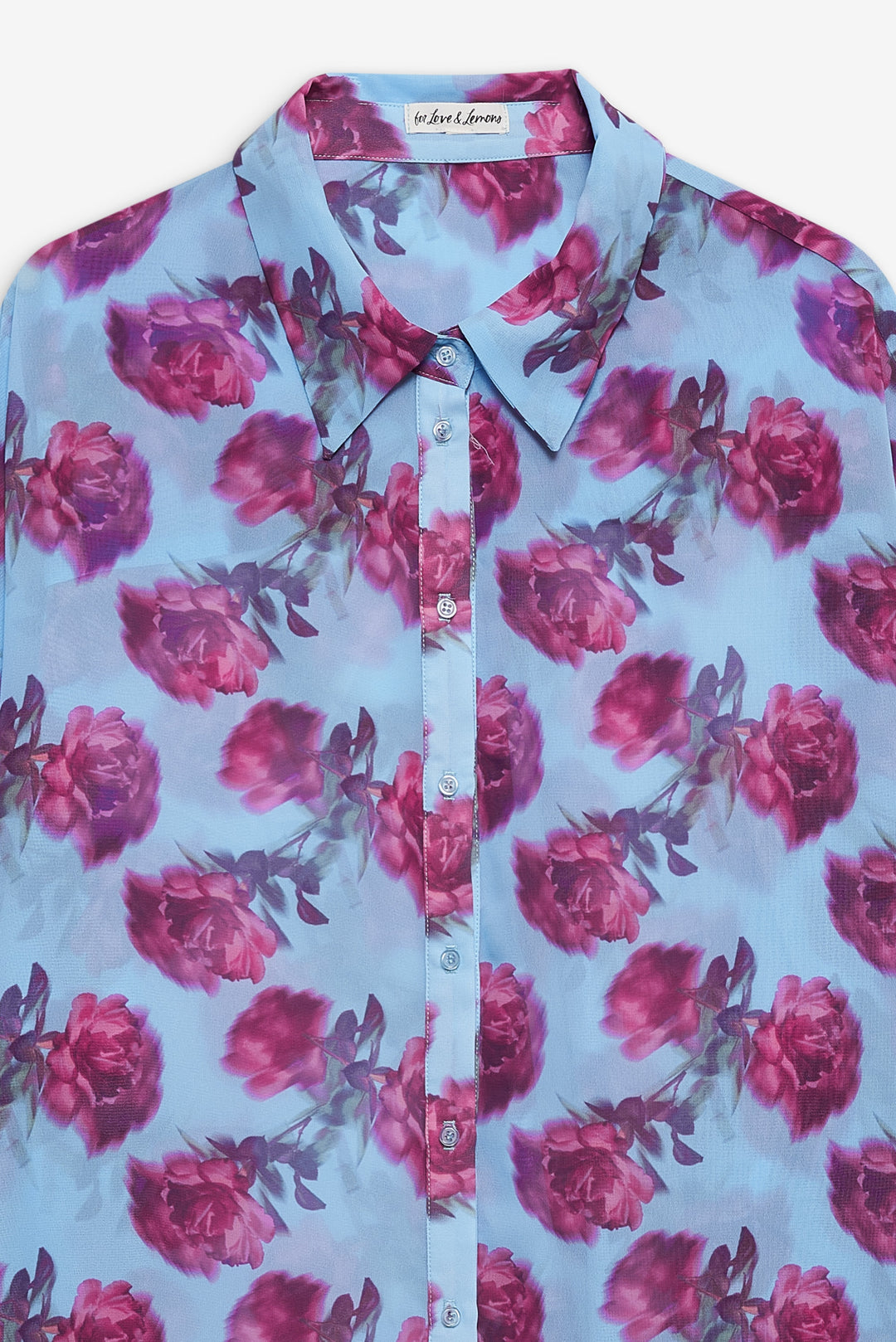 Floral Stems Button-Down Top — Blue - Image 7