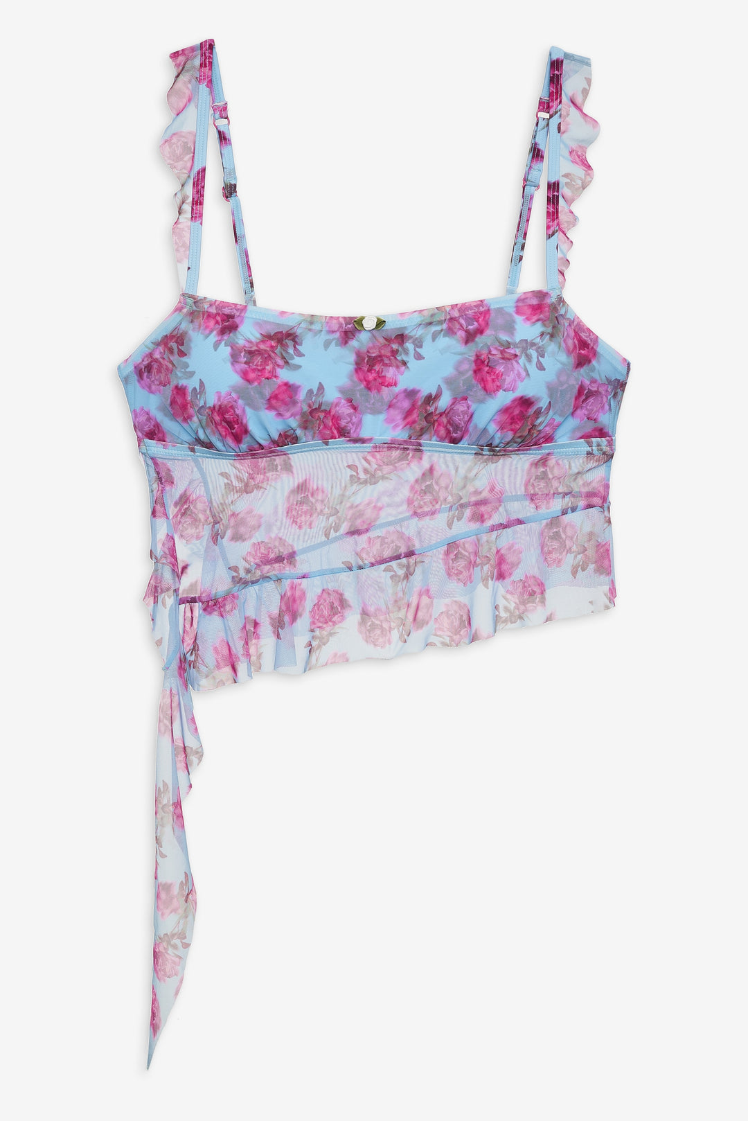 Floral Stems Ruffle Tankini — Blue - Image 5