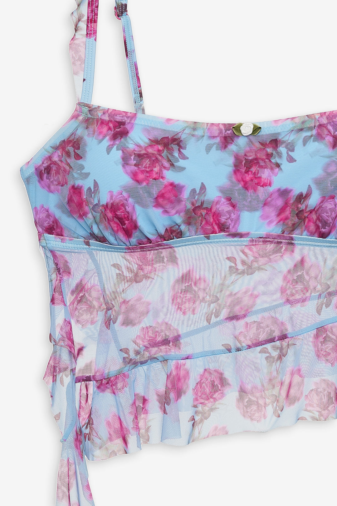Floral Stems Ruffle Tankini — Blue - Image 6