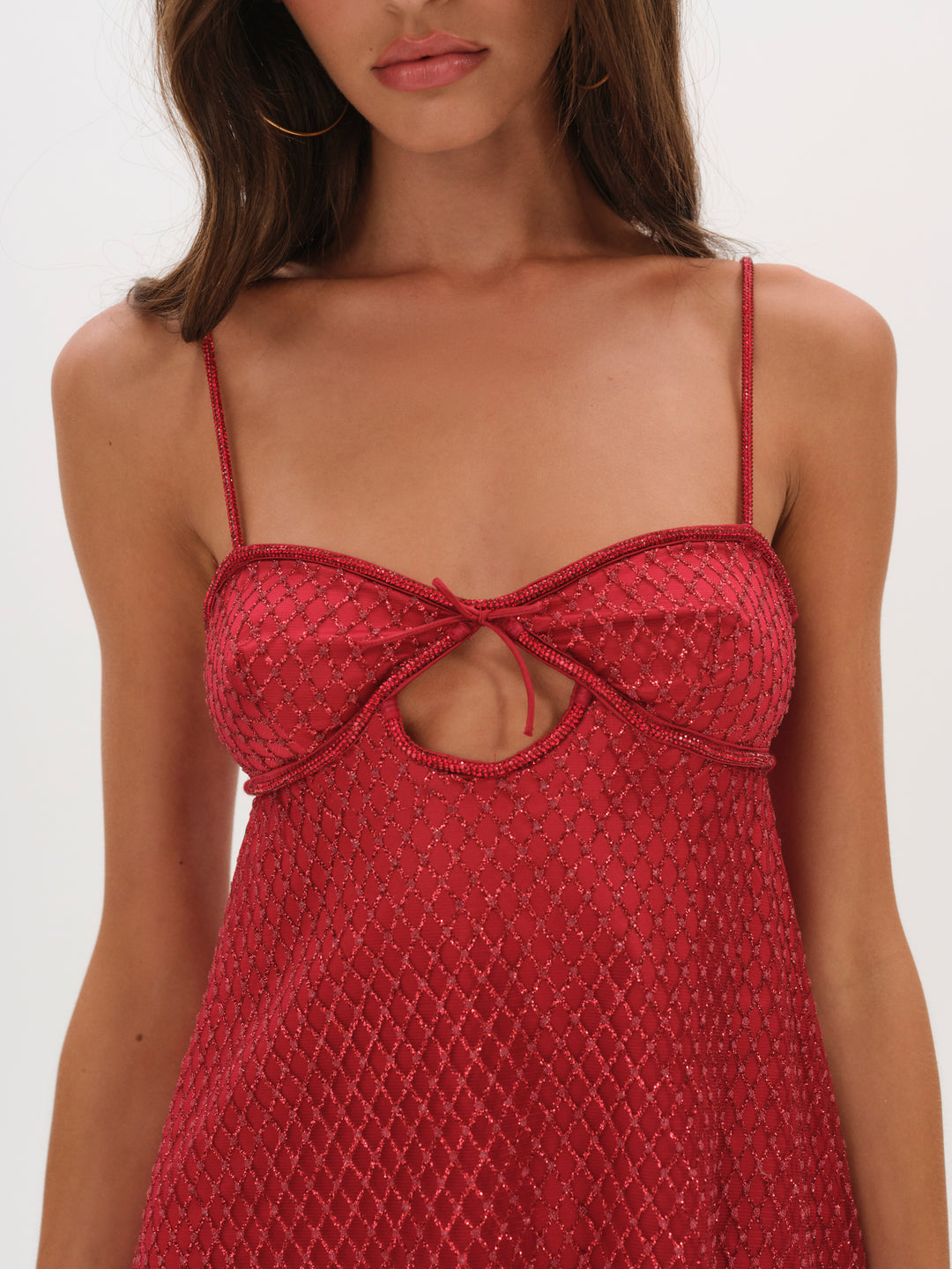 Glitter Slip Dress — Red - Image 3