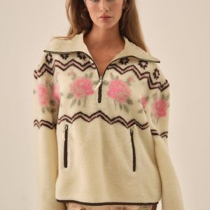 Posey Sherpa Pullover — White