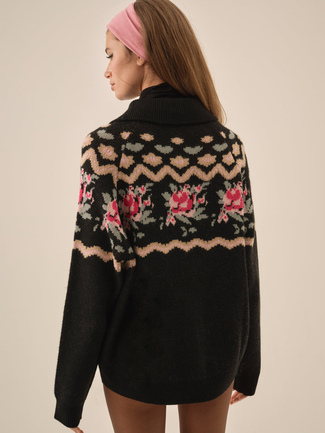 Ski Lodge Zip-Up Sweater — Black - Image 2