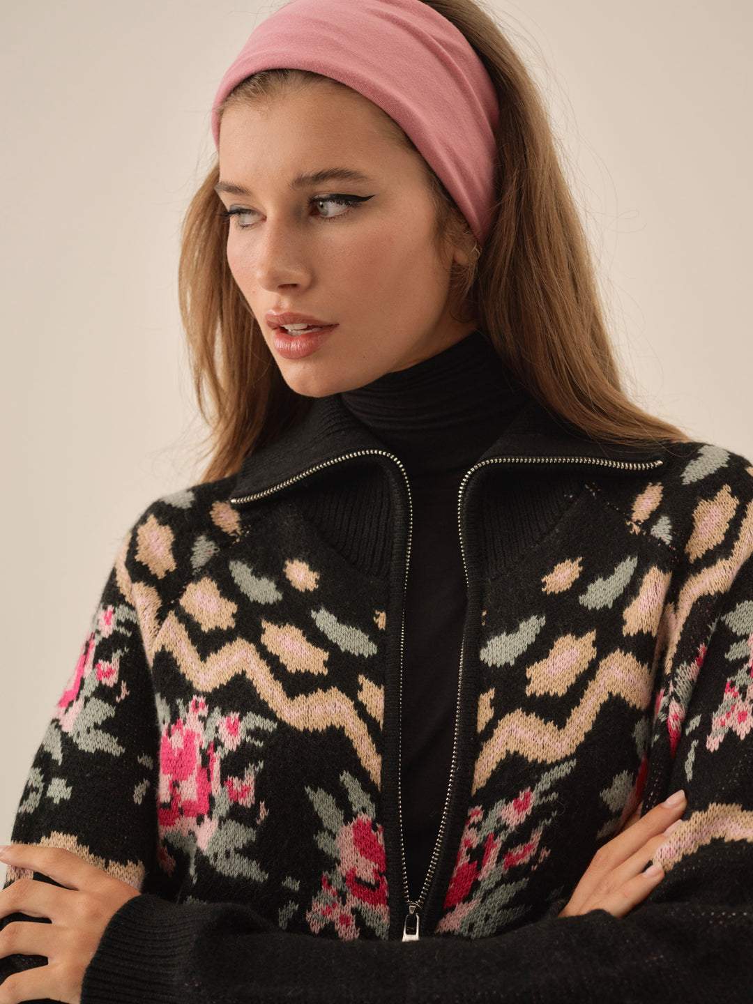 Ski Lodge Zip-Up Sweater — Black - Image 3