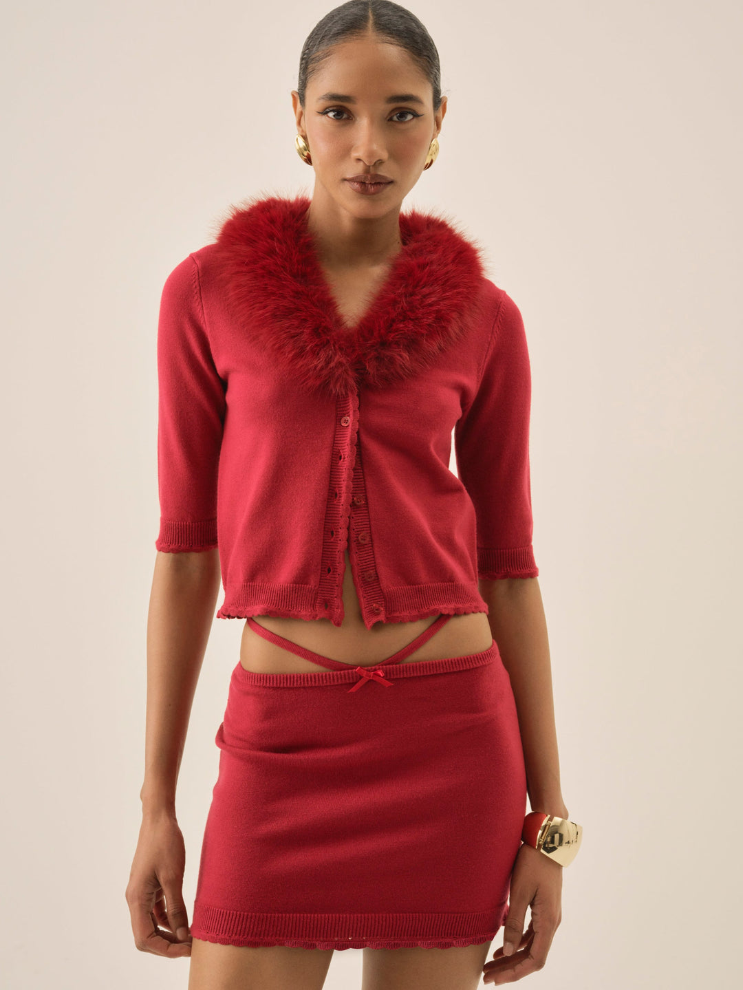 Maura Knit Mini Skirt — Red - Image 4